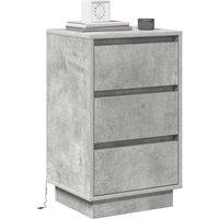 Berkfield Home Modern Bedside Cabinet with LED Concrete Grey 39x34.5x65 cm Engin