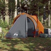 Berkfield Home Modern Camping Tent Dome 2-Person Grey & Orange Waterproof