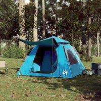 Berkfield Home Modern Camping Tent Dome 4-Person Blue Quick Release