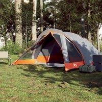 Berkfield Home Modern Camping Tent Cabin 4-Person Grey & Orange Waterproof