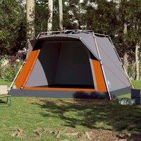 Berkfield Home Modern Camping Tent Cabin 4-Person Grey & Orange Quick Release