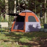 Berkfield Home Modern Camping Tent Cabin 4-Person Grey & Orange Quick Release