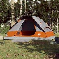 Berkfield Home Modern Camping Tent Dome 4-Person Grey & Orange Waterproof