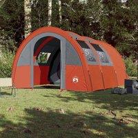 Berkfield Home Modern Camping Tent Tunnel 4-Person Grey & Orange Waterproof