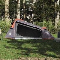 Berkfield Home Modern Camping Tent Tunnel 2-Person Grey & Orange Waterproof
