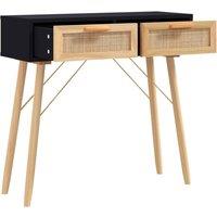 Berkfield Home Decorative Console Table Black 80x30x75 cm Solid Wood Pine&Natura | Size: 80 x 30 x 75 cm
