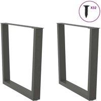 Berkfield Home Modern Dining Table Legs V-Shape 2 pcs Anthracite 90x(72-73.3) cm in Charcoal