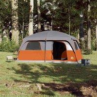 Berkfield Home Modern Family Tent Cabin 10-Person Grey & Orange Waterproof