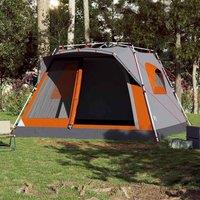 Berkfield Home Modern Family Tent Cabin 7-Person Grey & Orange Quick Release
