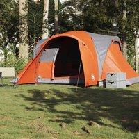 Berkfield Home Modern Family Tent Dome 6-Person Grey & Orange Waterproof