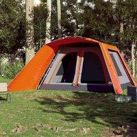 Berkfield Home Modern Family Tent with Porch 9-Person Grey & Orange Quick Release