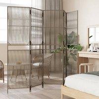 Berkfield Home Room Divider 5 Panels Grey Poly Rattan