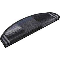 Berkfield Home Self-adhesive Stair Mats 15 pcs Black & Grey 65x21x4 cm | Size: Medium