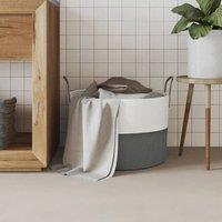 Berkfield Home Storage Basket Grey & White 51x33 cm Cotton | Size: 51x33 cm