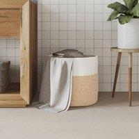 Berkfield Home Storage Basket Brown & White 40x35 cm Cotton | Size: 40x35 cm