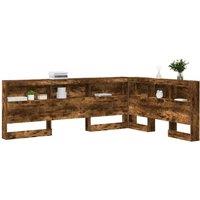Berkfield Home Storage Headboard with Shelf Smoked oak 140 cm Engineered wood in Brown