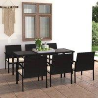 Berkfield Home 7 Piece Outdoor Dining Set Poly Rattan Black