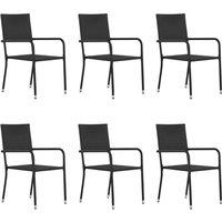Berkfield Home Garden Dining Chairs 6 pcs Stackable Black Poly Rattan