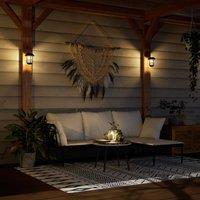 Berkfield Home Solar Outdoor Wall Lanterns 4 pcs Warm White Flickering Flame in Black