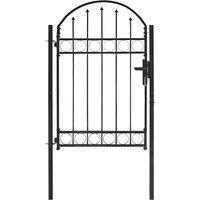 Berkfield Home Fence Gate with Arched Top Steel 100x150 cm Black