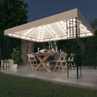 Berkfield Home Gazebo with LED String Lights 3x4 m Cream in Beige