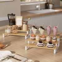 SONGMICS Expandable Stackable Spice Rack Set of 2 Cabinet Organiser in White