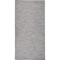 Berkfield Home Outdoor Flatweave Rug 100x200 cm Brown & Blue in Black | Size: 100 cm diameter