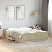 Berkfield Home Bed Frame with Drawers without Mattress Sonoma Oak 120x190 cm Small Double in Brown