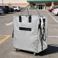 Ventryn Spacious Folding Shopping Cart Bag with Wheels for Transport in Silver