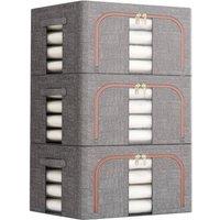 SPETLEK 3Pcs Foldable Storage Boxes Large Folding Clothes Dark Grey