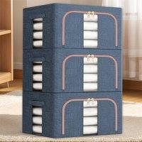 SPETLEK 3Pcs Foldable Storage Boxes Large Folding Clothes Dark Blue