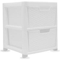 FORGEVIO Rattan Effect Storage Tower Unit, Available with Drawers 2 Drawer in White
