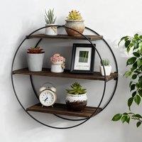 FORGEVIO Circular Floating Shelves, Wall Mount Storage Rack for Home Office in Black