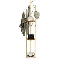 FORGEVIO Coat Rack Stand with Marble Base, Clothes Hanging Rail for Hallway in Gold