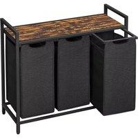 FORGEVIO Pull-Out Removable Laundry Hamper Sorter with Clothes Bags 3 Bags in Black