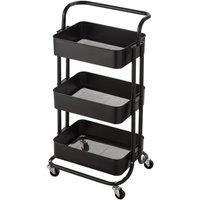 FORGEVIO Storage Trolley Cart with Trays Wheels, Multi-Purpose Rack Black
