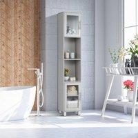NESTLUNE Slim Freestanding Storage Organizer Cupboard Bathroom in Grey | Size: 100 cm x 15 cm