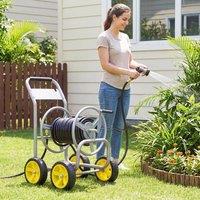 NESTLUNE Garden Hose Reel Cart 4 Wheels 100 m in Silver | Size: 1.25kg