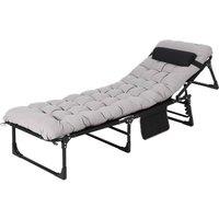 Havendro Adult Camping Cot w/ Thick Mattress Foldable in Grey