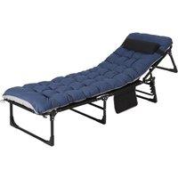 Havendro Adult Heavy-Duty Foldable Camping Cot with Mattress in Blue