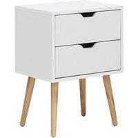 FORGEVIO Single Bedside Cabinet, 2 Drawer Nightstand Lamp Table in White