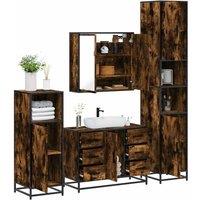 Berkfield Home 4 Piece Bathroom Furniture Set Smoked Oak Engineered Wood in Brown