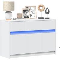 Berkfield Home TV Cabinet with LED White 91x34x61 cm Engineered Wood | Size: 91 x 34 x 61 cm