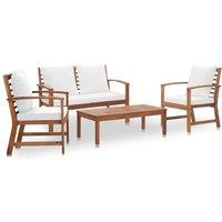 Berkfield Home 4 Piece Garden Lounge Set with Cushions Solid Wood Acacia in Brown