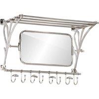 Berkfield Home Luggage Rack with Coat Hangers & Mirror Wall Mounted Aluminium in Silver