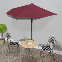 Berkfield Home Balcony Parasol with Aluminium Pole Bordeaux Red 270x144x222 cm Half | Size: 270 x 144 x 222 cm