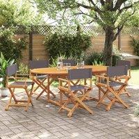 Berkfield Home 6 Piece Folding Garden Chairs Dark Grey Fabric