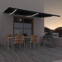 Berkfield Home Manual Retractable Awning with LED 600x350 cm Anthracite in Black