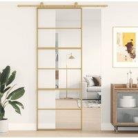 Berkfield Home Sliding Door Gold 76x205 cm Clear ESG Glass & Aluminium