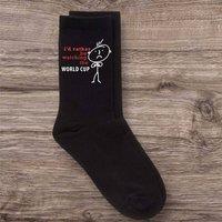 60 SECOND MAKEOVER Men's I'd Rather Be Watching The World Cup Black Calf Socks
